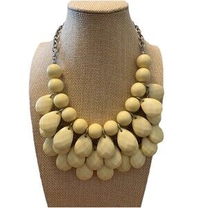 Charming Charle Necklace Pale Yellow Faceted Beads Bib Statement Multilayer